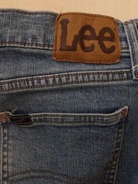Lee Medium Blue Denim Jeans with Brown Leather Patch